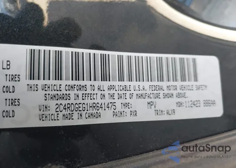 2017 Dodge Grand Caravan Gt из США, поврежденный, VIN 2C4RDGEG1HR641475